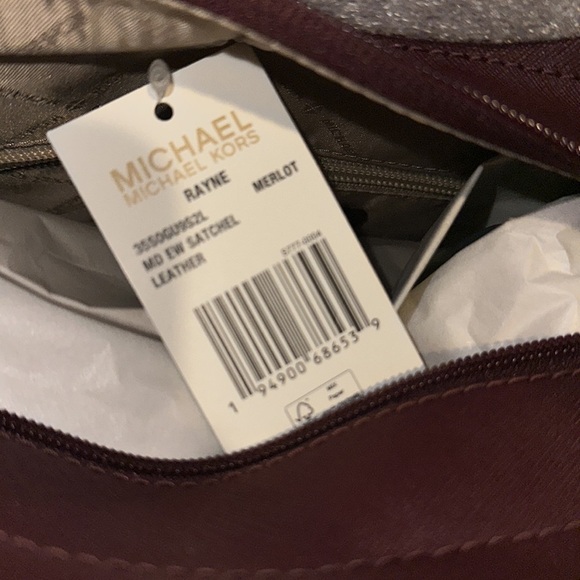 New Michael Kors Rayne Medium Saffiano Leather Satchel in Color Merlot - Picture 5 of 11